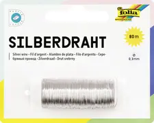 folia Fil d'argent, 0,3 mm x 80 m, en cuivre, argenté