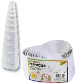folia Boîtes de cadeau "coeurs", 12 tailles assorties, blanc