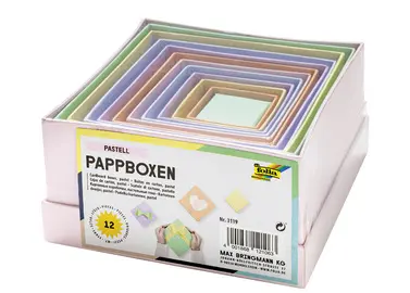folia Boîtes en carton PASTEL, carré, assortiment de 12