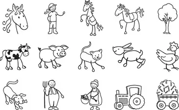 HEYDA Kit de tampons à motif "chevaux & ferme", boîte ronde