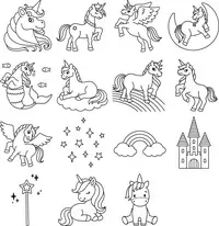 HEYDA Jeu de tampons à motif "licorne", boîte transparente