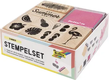 folia Set de tampons en bois "Summer", 13 pièces