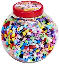 HAMA Perles à repasser maxi, pot plastique, couvercle bleu