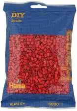 HAMA Perles à repasser midi, sachet de 3.000, rouge