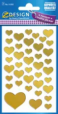 AVERY Zweckform ZDesign Sticker CREATIVE "Coeurs", doré