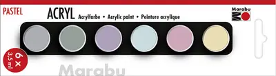 Marabu Set de peinture acrylique "PASTEL", 6 x 3,5 ml