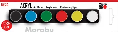 Marabu Set de peinture acrylique "BASIC", 6 x 3,5 ml