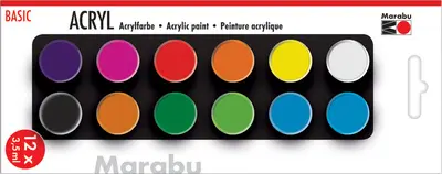 Marabu Set de peinture acrylique "BASIC", 12 x 3,5 ml