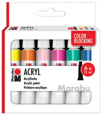 Marabu Set de peinture acrylique COLOR BLOCKING, 6 x 12 ml