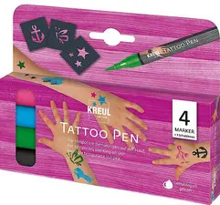 KREUL Stylo de tatouage Tattoo Pen, set de 4 " Ancre, étoile