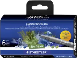 STAEDTLER Feutre pigment brush pen "Blues & Greens