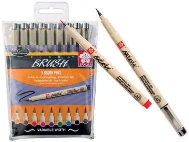 SAKURA Stylo pinceau PIGMA BRUSH, étui de 9, assorti
