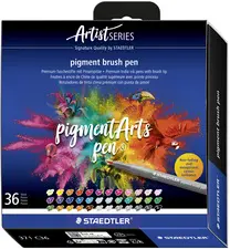 STAEDTLER Feutre pigment brush pen, étui carton de 36