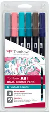 Tombow Feutre double pointe "ABT DUAL BRUSH PEN", set de 6