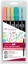Tombow Feutre double pointe "ABT DUAL BRUSH PEN", set de 6