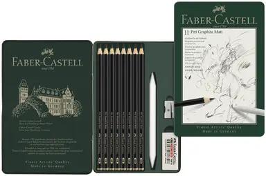 FABER-CASTELL Kit PITT GRAPHITE Matt, étui de 11 pièces