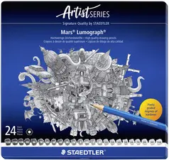 STAEDTLER Crayon Mars Lumograph, étui métallique de 24