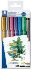 STAEDTLER Marqueur permanent Metallic, étui de 6 + feutre