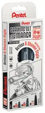 Pentel Fineliner-Set "Manga Action", schwarz, 3er Etui