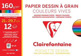 Clairefontaine Papier dessin "à Grain", couleurs vives