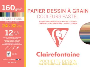 Clairefontaine Papier dessin "à Grain", couleurs pastel