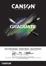 CANSON Bloc de dessin GRADUATE MIXED MEDIA, A5, noir