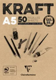 Clairefontaine Bloc papier dessin "KRAFT", A5, 120 g/m2