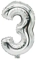 PAPSTAR Ballon en film "Chiffres", chiffre: 3, argent