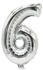 PAPSTAR Ballon en film "Chiffres", chiffre: 6, argent