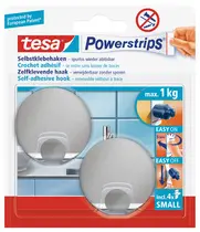 tesa Powerstrips Crochet adhésif SMALL, métal, rond