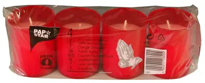 PAPSTAR Photophore tombal "cierge tombale", rouge