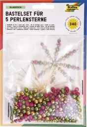 folia Kit d'étoiles en perles, 340 pièces, or / vert / rose