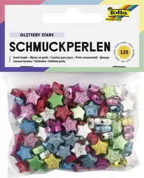 folia Bijoux en perle "Glittery Stars", lisse/en relief
