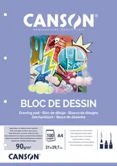 CANSON Bloc de feuillets mobiles de papier à dessin, blanc