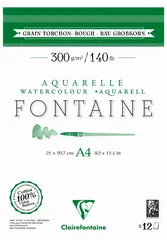 Clairefontaine Bloc de papier aquarelle FONTAINE, torchon,A4