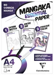 Clairefontaine Papier MANGA, A4, 15 feuilles, blanc
