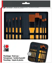 Marabu Trousse de pinceaux, avec 10 pinceaux pour acrylique