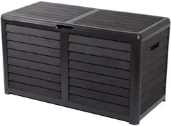 EDA Coffre de jardin BAYA, 420 L, aspect bois, anthracite