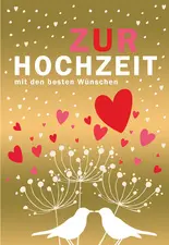 CACTUS Hochzeitskarte "Zwei Vögel mit Herzen