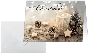 sigel Weihnachtskarte "Beige Christmas Candle", A6 quer (A5)