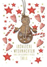 CACTUS Weihnachtskarte "Schneemann", mit Holzapplikation