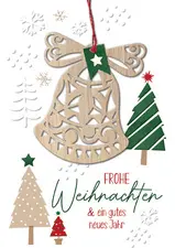 CACTUS Weihnachtskarte "Glocke", mit Holzapplikation