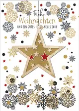 CACTUS Weihnachtskarte "Stern" mit Holzapplikation