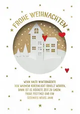 CACTUS Weihnachtskarte "Häuser, Schnee & Herzen