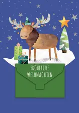 CACTUS Geldschein-Weihnachtskarte "Elch