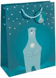 sigel Sac cadeau de Noël "Polar bear with candle", petit
