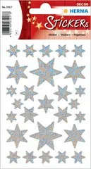 HERMA Sticker de Noël DECOR "étoiles", argent, film irisé