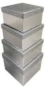 Clairefontaine Boîtes cadeaux "Pailleté argent", set de 4