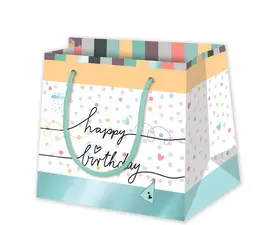 SUSY CARD Sac cadeau "Happy Eco B-day Typo", petit