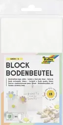 folia Sac en papier à fond plat, 120 x 60 x 210 mm, blanc